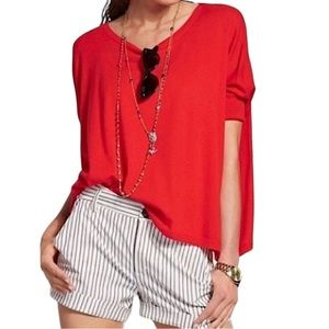 CAbi Tomato Red Cartwheel Dolman Sleeve Relaxed Poncho Pullover Sweater #5279